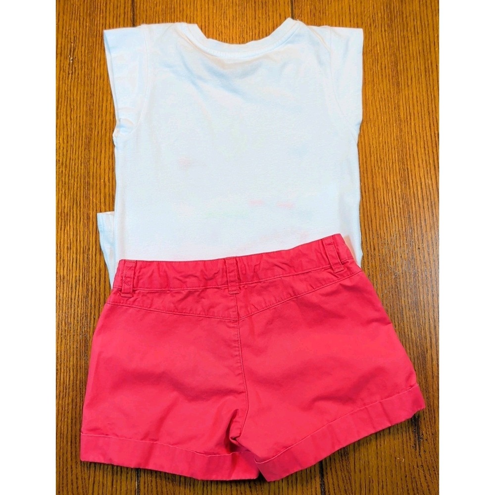 Gymboree Girls Desert Dreams 7 Shirt & Shorts Set White Coral Summer Gem Pockets - Picture 2 of 9
